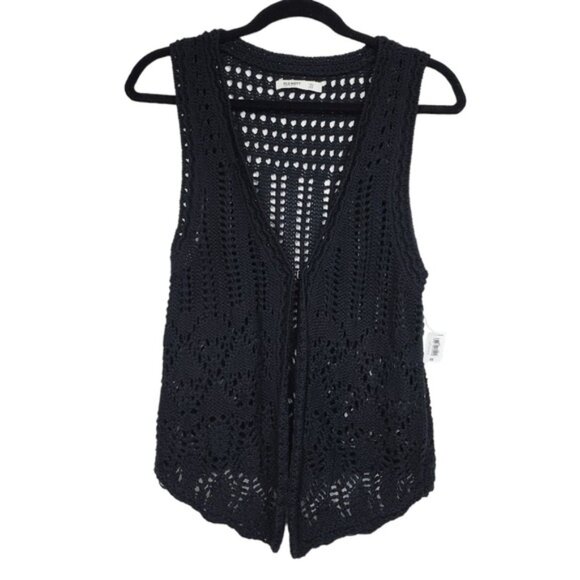 Old Navy Womens Sleeveless Black Crochet Knit Cardigan Sweater Vest Size XS NWT - Picture 4 of 8
